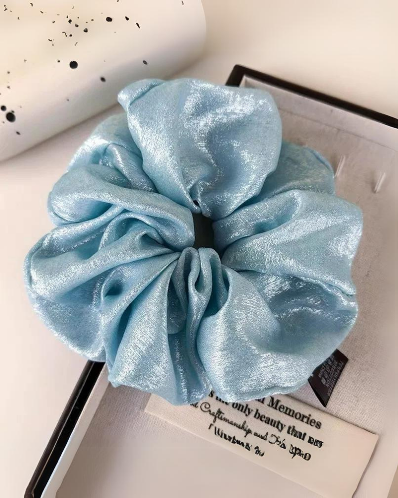 Niebieski Frotka do włosów scrunchie połyskująca