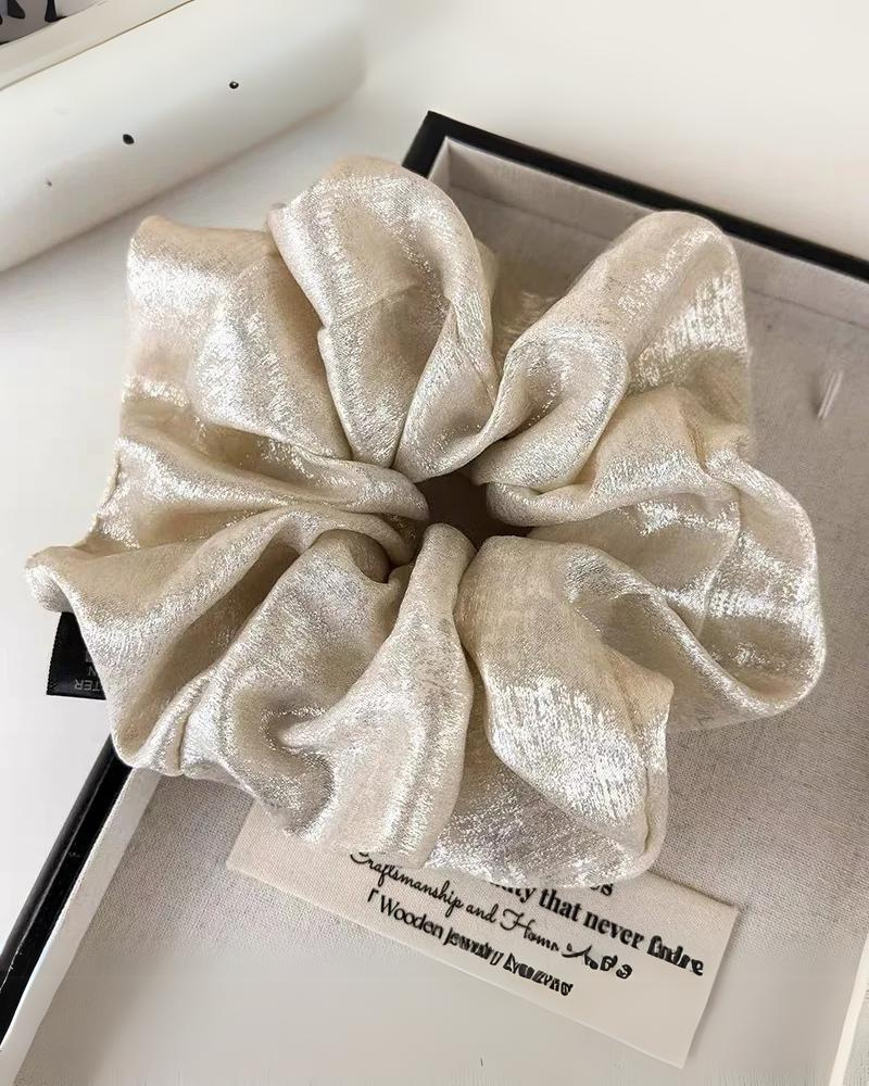 Beżowy Frotka do włosów scrunchie połyskująca