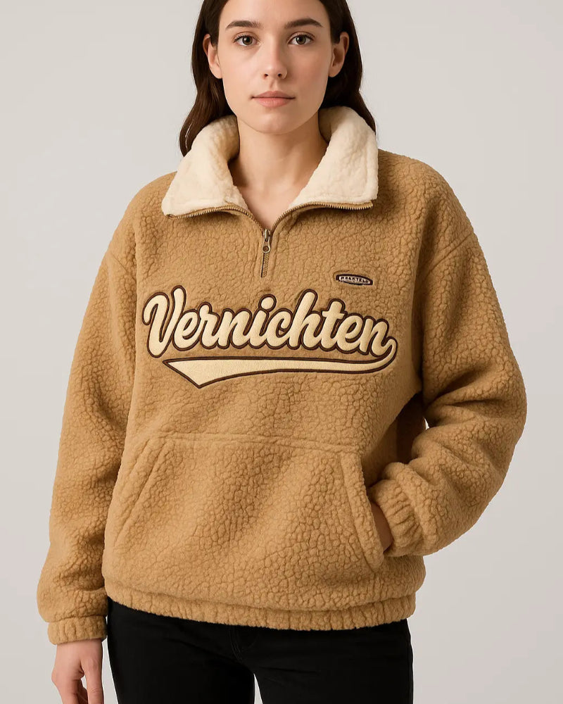 Puchata bluza oversize z wysoką stójką