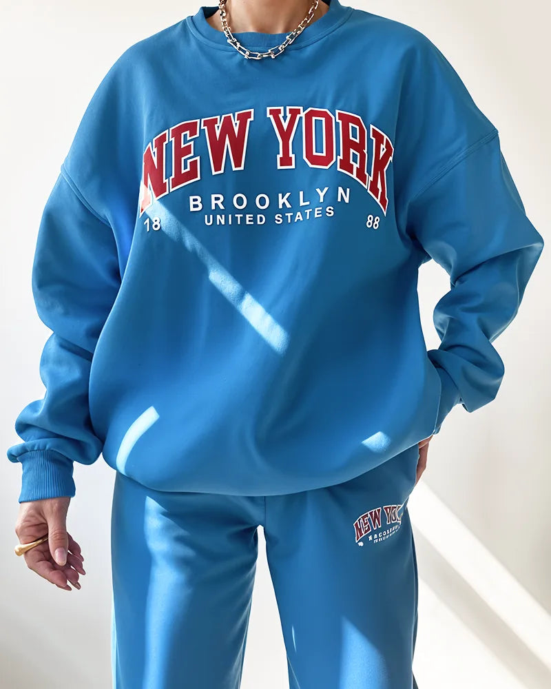 Luźna bluza oversize z napisem New York