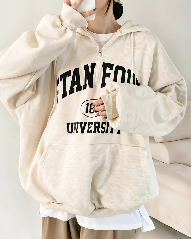 Luźna bluza z kapturem oversize Stanford University