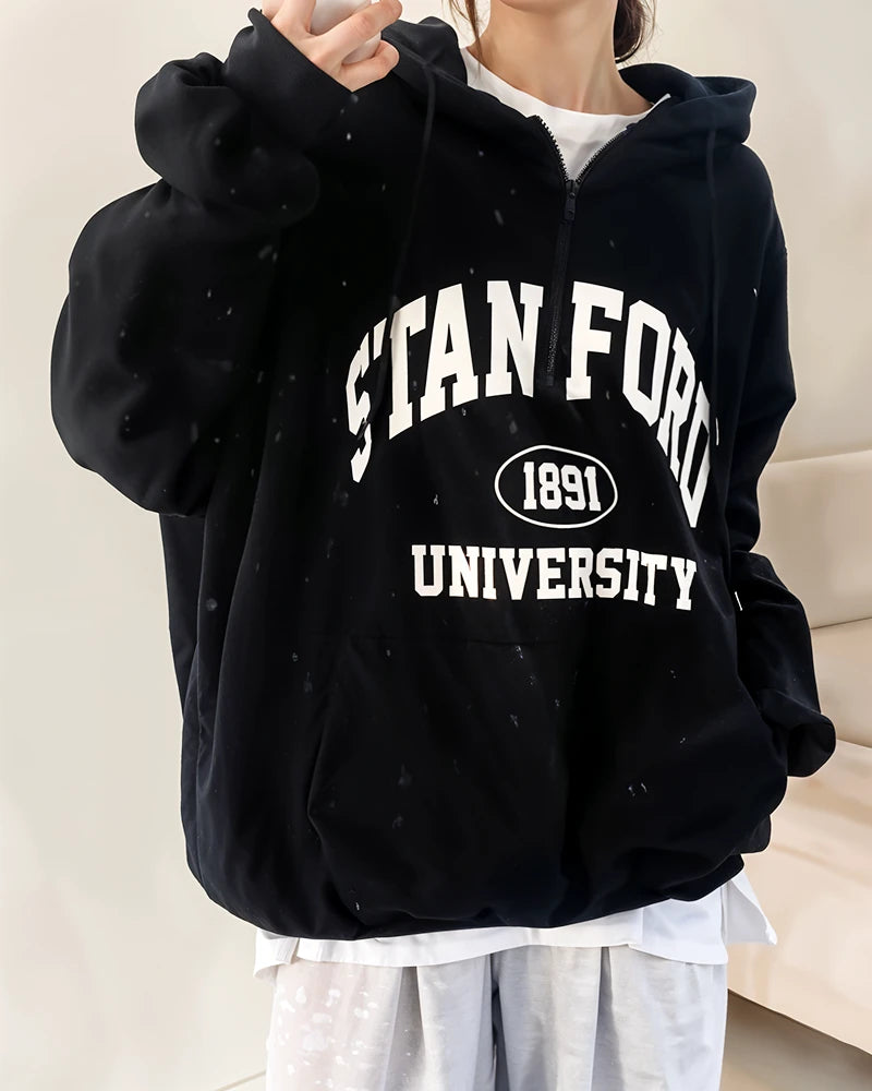 Luźna bluza z kapturem oversize Stanford University