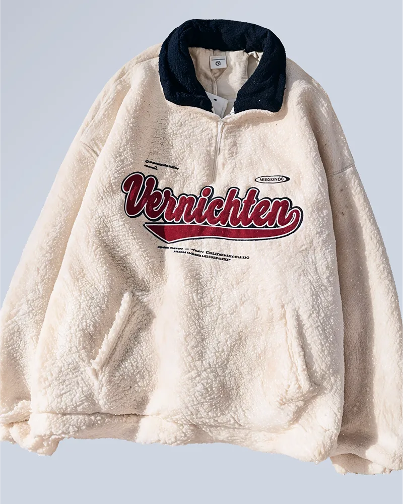 Puchata bluza oversize z wysoką stójką