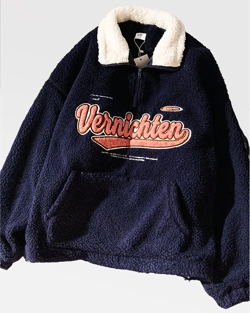 Puchata bluza oversize z wysoką stójką