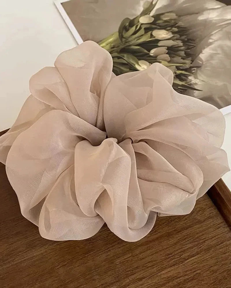 Brązowy Szyfonowa gumka do włosów scrunchie
