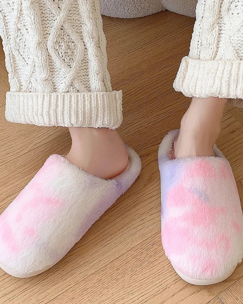 Fioletowy Puchate kapcie Tie Dye