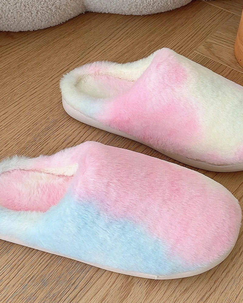 Różowy Puchate kapcie Tie Dye