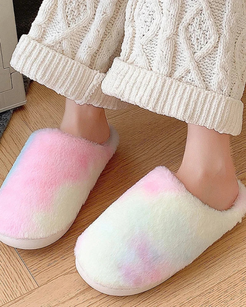 Różowy Puchate kapcie Tie Dye