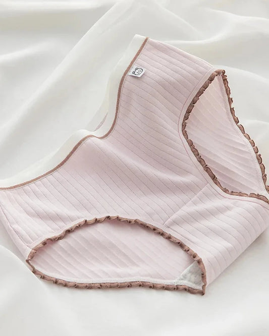 Fioletowy Prążkowane majtki figi z ozdobną falbanką