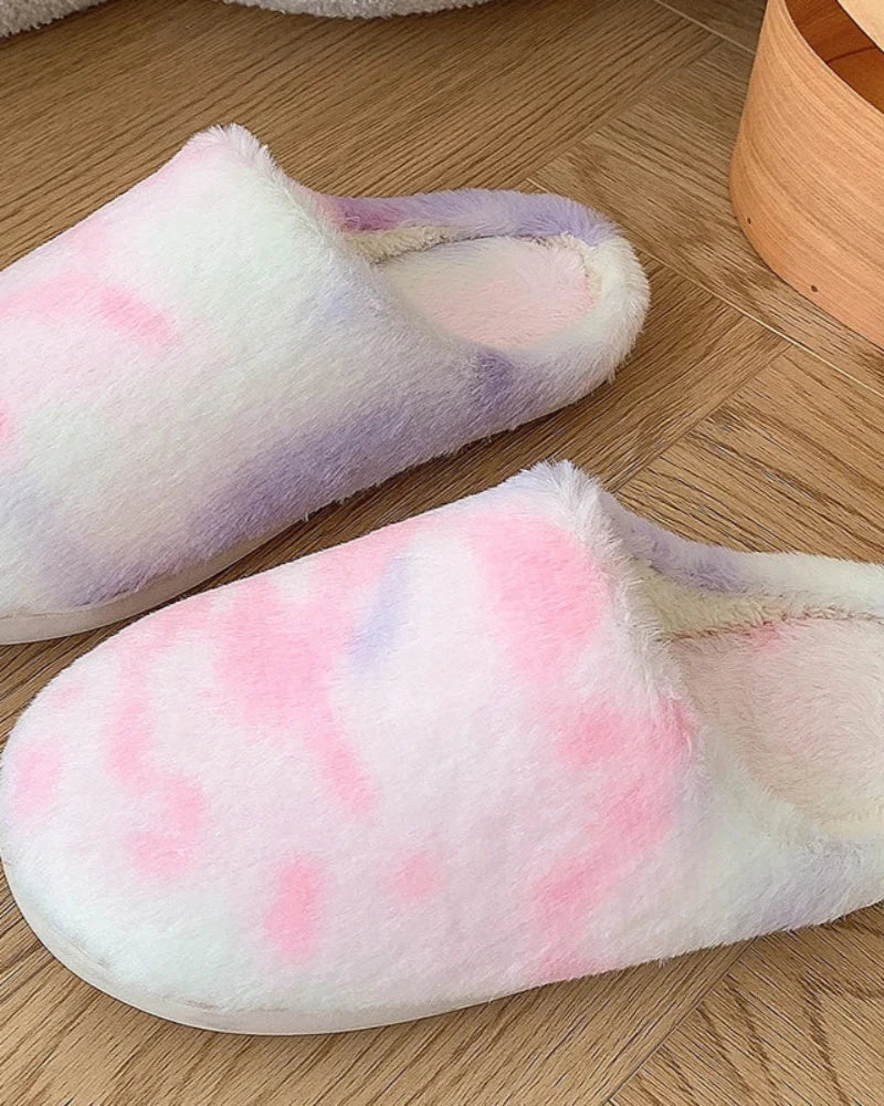 Fioletowy Puchate kapcie Tie Dye