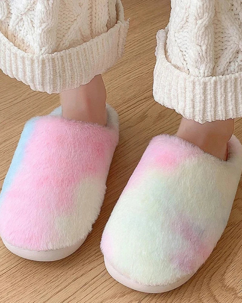 Różowy Puchate kapcie Tie Dye