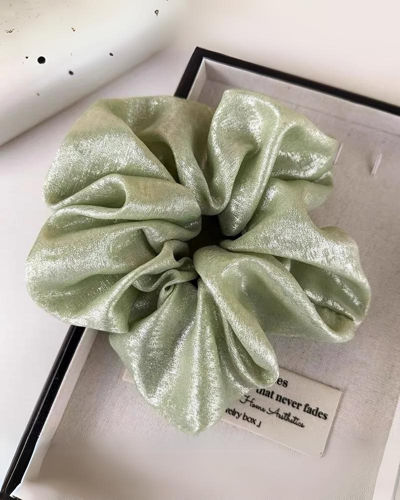 Zielony Frotka do włosów scrunchie połyskująca