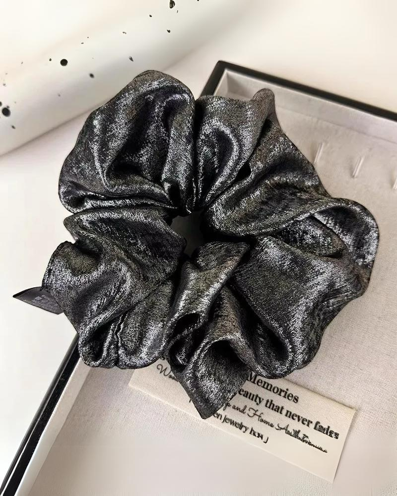Czarny Frotka do włosów scrunchie połyskująca