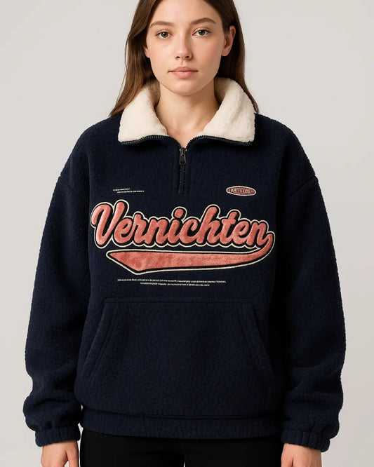Puchata bluza oversize z wysoką stójką