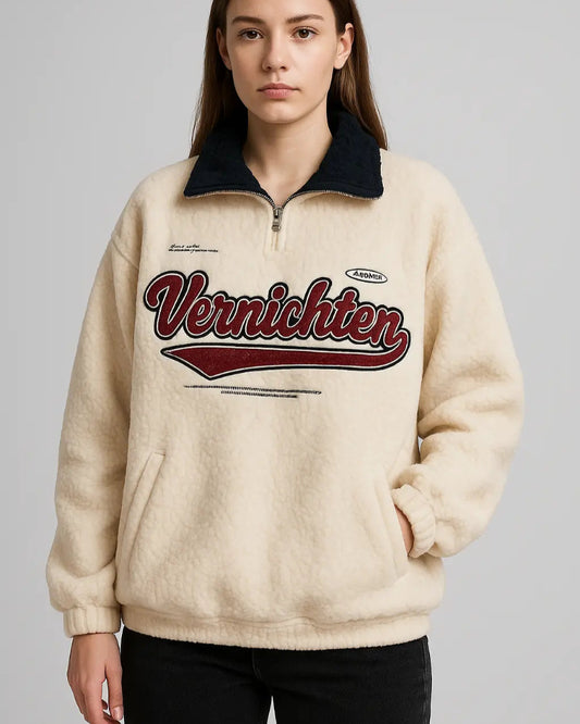 Puchata bluza oversize z wysoką stójką