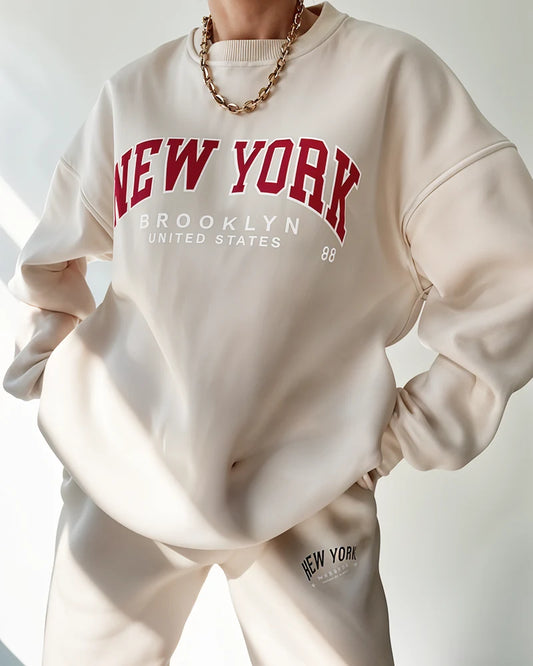 Luźna bluza oversize z napisem New York