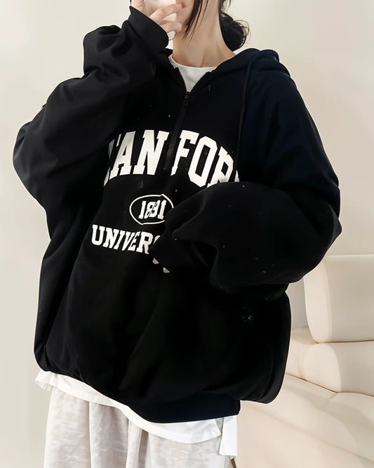 Luźna bluza z kapturem oversize Stanford University