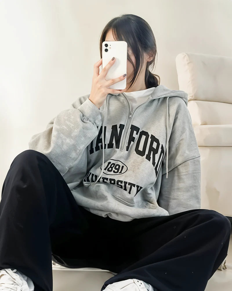 Luźna bluza z kapturem oversize Stanford University