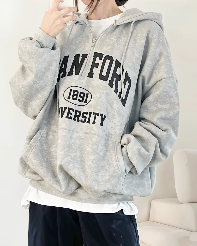 Luźna bluza z kapturem oversize Stanford University