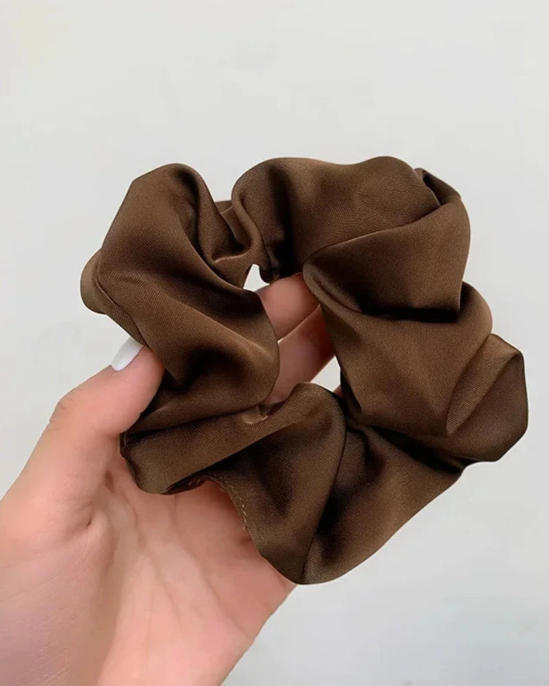 Brązowy Satynowa frotka do włosów scrunchie