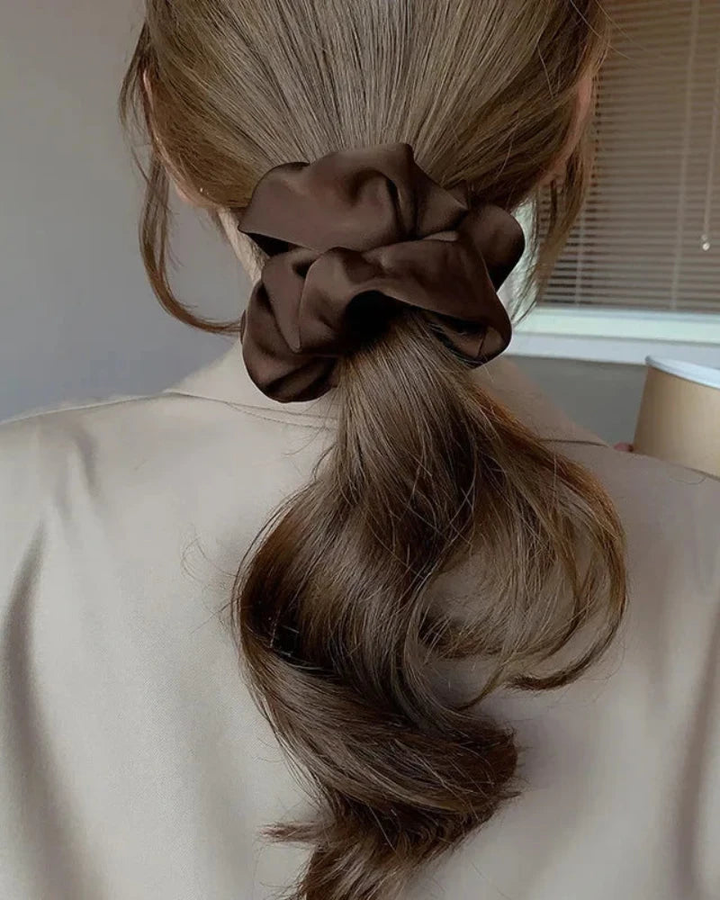 Brązowy Satynowa frotka do włosów scrunchie