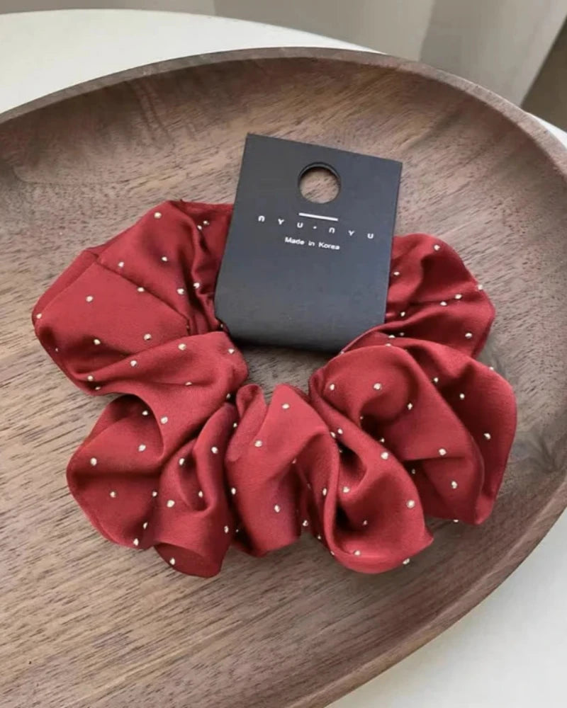 Czerwony Frotka do włosów scrunchie z połyskującymi drobinkami
