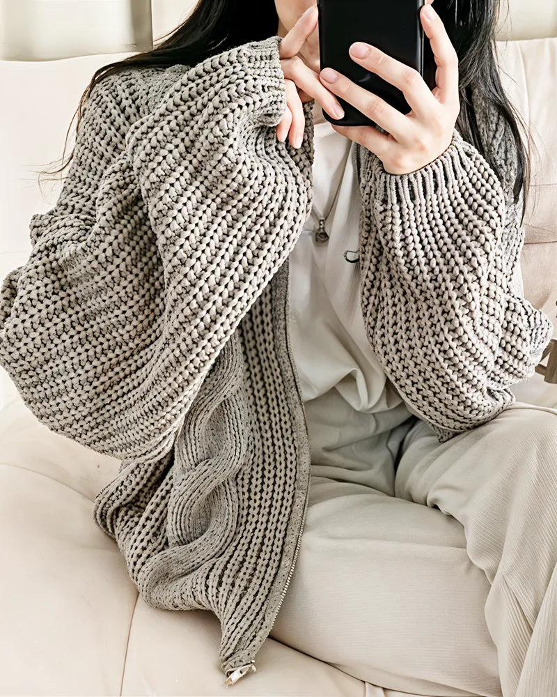 Sweterkowa bluza oversize rozpinana