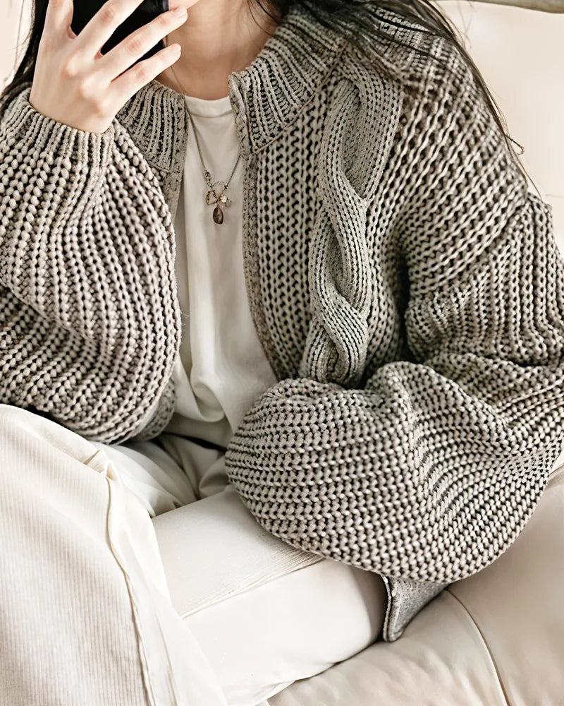 Sweterkowa bluza oversize rozpinana